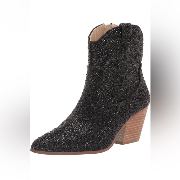 Betsey Johnson SB-Diva Black Rhinestone Cowboy Boots Size 6M (New) - Picture 8 of 8